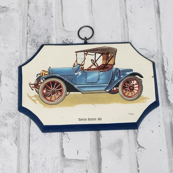 Vtg.Chevrolet Roadster 1913 Wood Mounted Print By FREDERICK ELMIGER - Picture 4 of 9